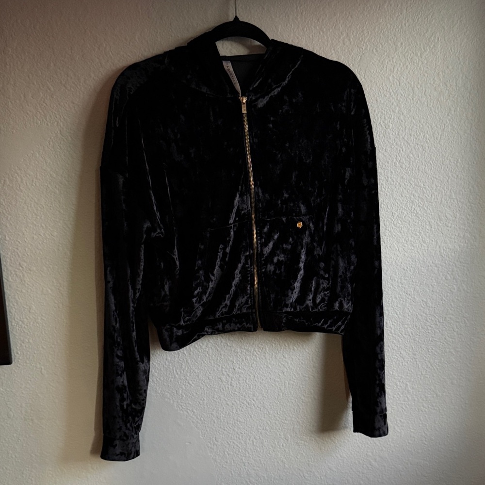 Fabletics Black Velvet Bomber Jacket